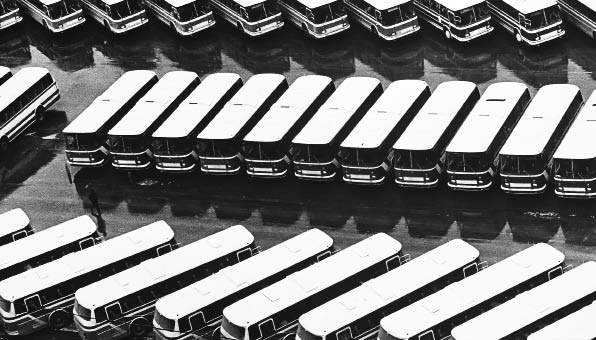 Олимпийские автобусы. Москва. 1980, июль. Фото: Александр Абаза. 