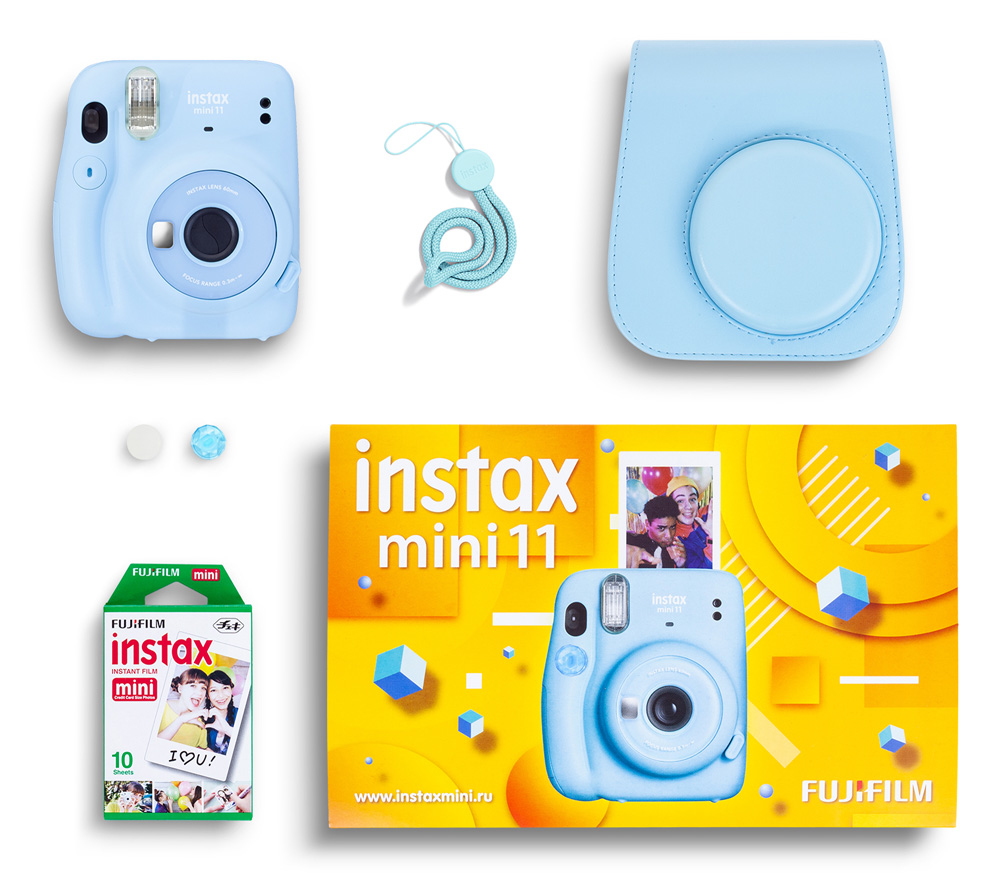 Фотоаппарат моментальной печати Fujifilm Instax MINI 11 Blue Geometric Set,  с чехлом и кассетой 10л. голубой 70100149069 / Потребитель